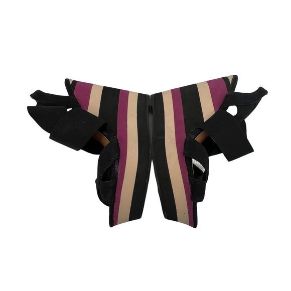 Madden Girl Black Purple Cappe Slingback Platform Wedge Sandals Size 7 Women’s - Picture 7 of 10